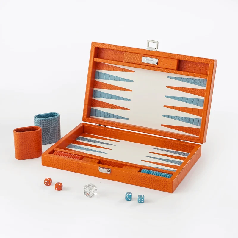 Premium Interiors - Backgammon - Gemiddeld BACKGAMMON - leer zonoranje 38cm