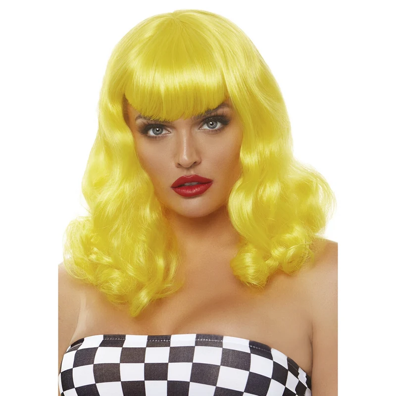Gele Verstelbare Retro Bob Pruik