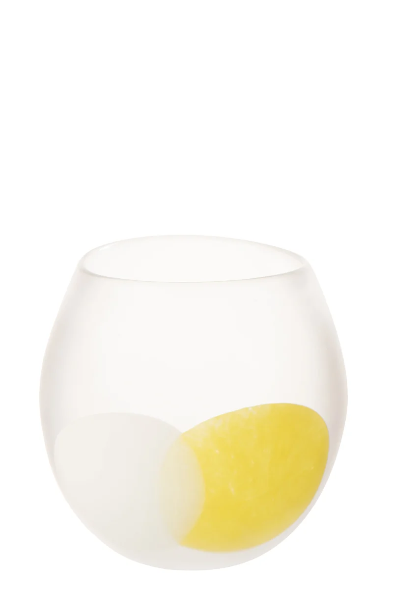 J-Line windlicht Bal - glas - wit/geel - large