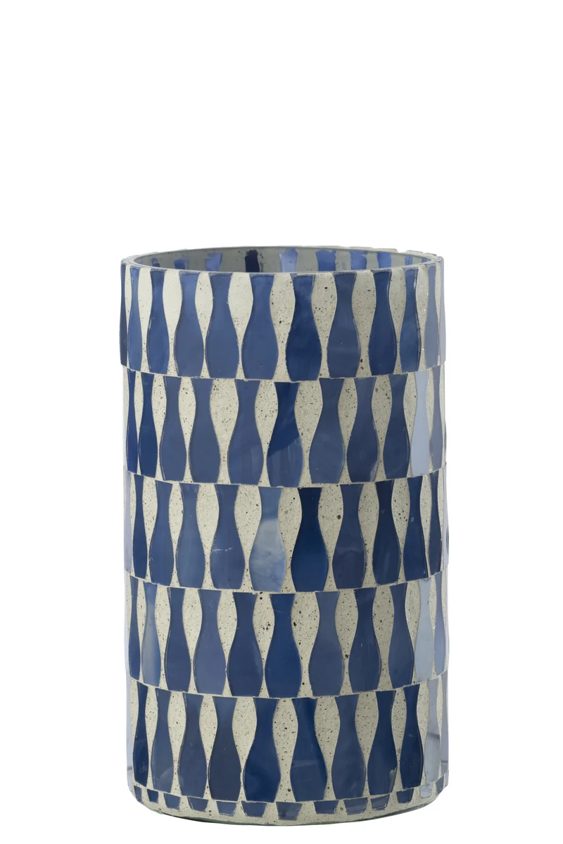 J-Line kaarshouder - glas - blauw/wit - large