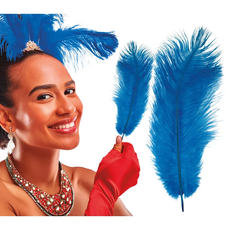 Burlesque Showgirl Pluimen Blauw 12 Stuks
