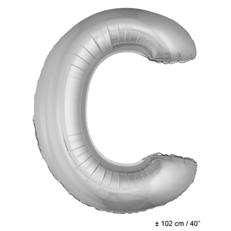 Folie Ballon Letter C Zilver XL 102cm (Leeg)