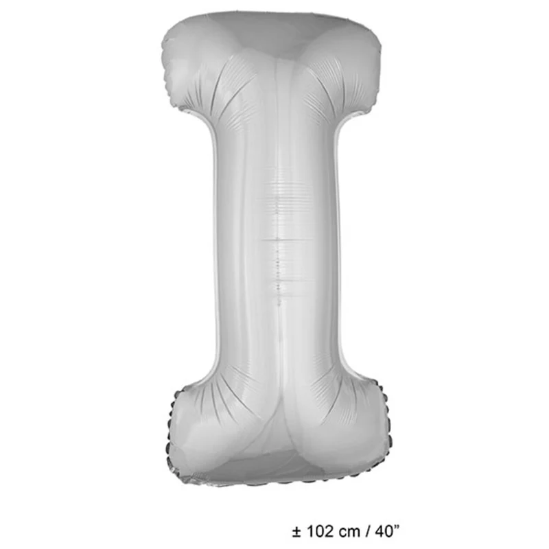 Folie Ballon Letter I Zilver XL 102cm (Leeg)