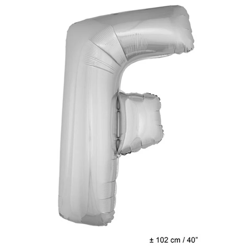 Folie Ballon Letter F Zilver XL 102cm (Leeg)