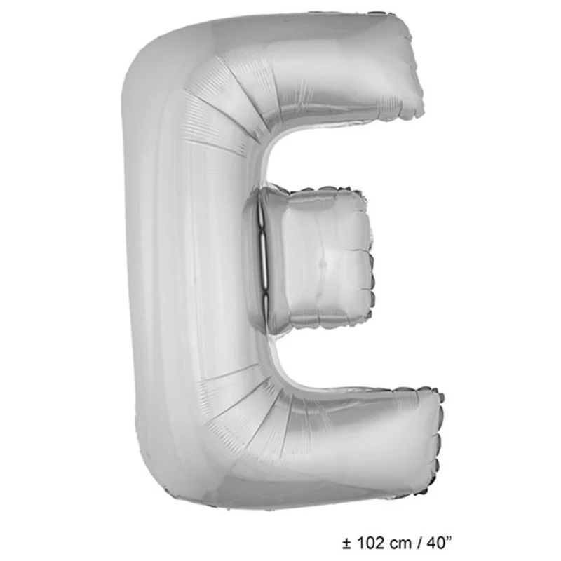 Folie Ballon Letter E Zilver XL 102cm (Leeg)