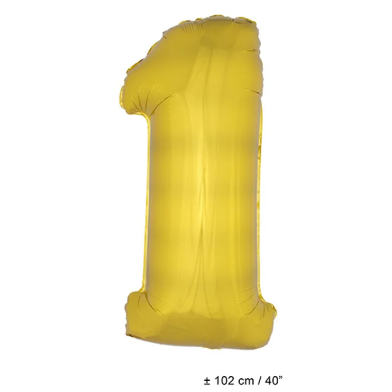 Folie Cijfer Ballon Nummer 1 Goud XL 102cm (Leeg)
