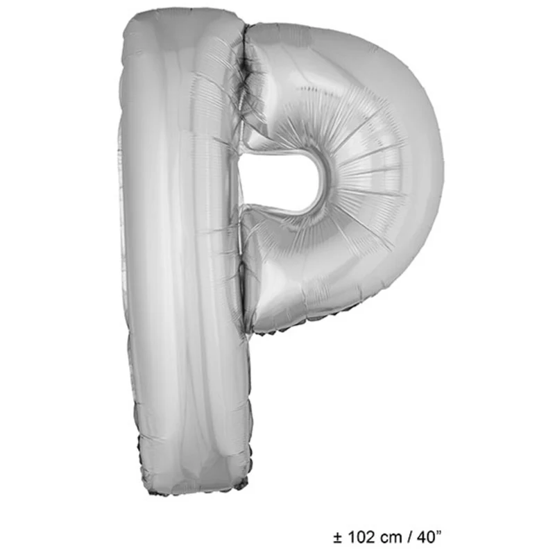 Folie Ballon Letter P Zilver XL 102cm (Leeg)