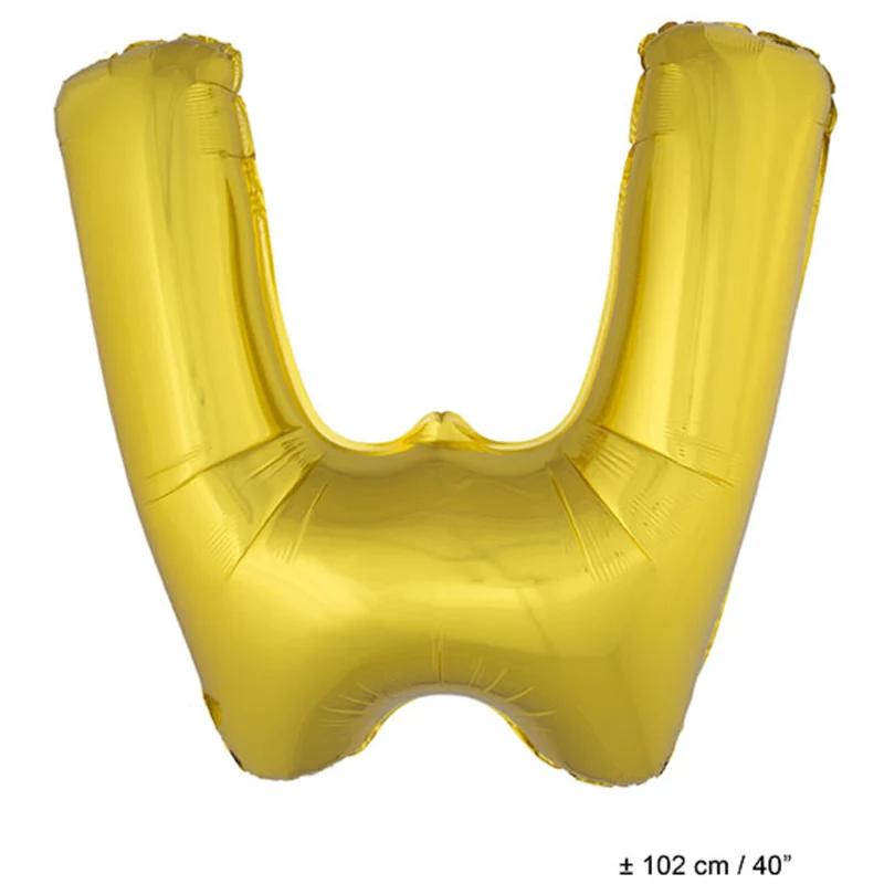 Folie Ballon Letter W Goud XL 102cm (Leeg)