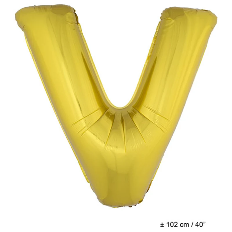 Folie Ballon Letter V Goud XL 102cm (Leeg)