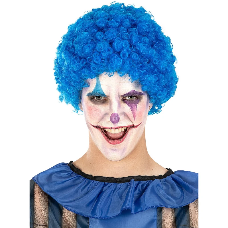 Blauwe Vrolijke Krullenpruik