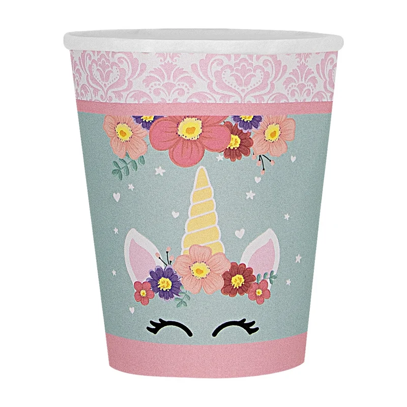 Unicorn Flowers Bekers 8 Stuks