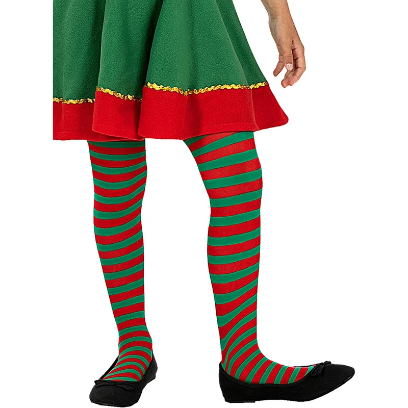 Groen Rood Gestreepte Panty Hulpje Van De Kerstman Kind