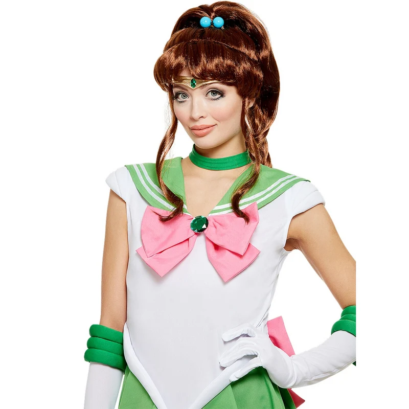 Jupiter Sailor Moon Bruin Ponytail Pruik