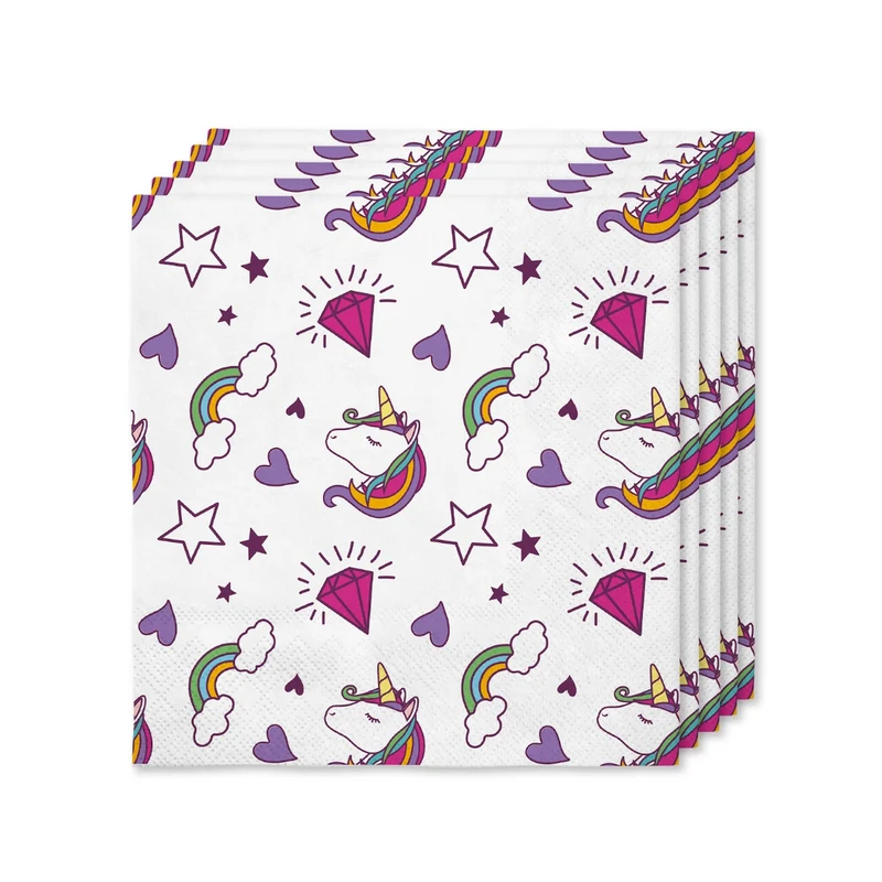16 Fantasie Eenhoorn Servetten 33x33cm