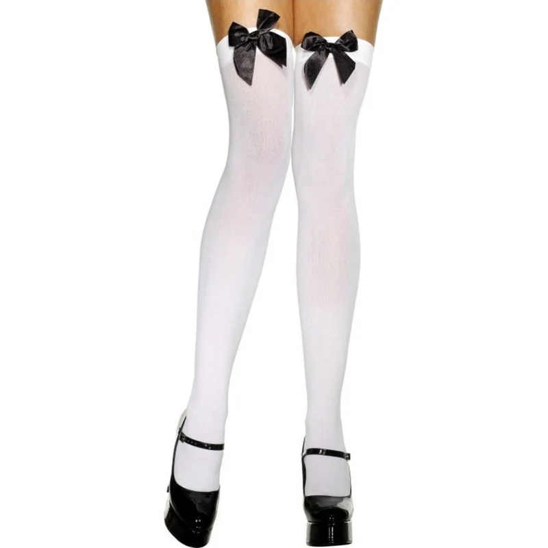 Witte Kousen Met Zwarte Strikjes