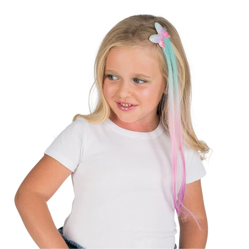 Haarclip Vlinder Met Blauw En Roze Haar