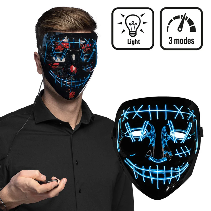 Ledmasker Lightning Killer Smile Blauw
