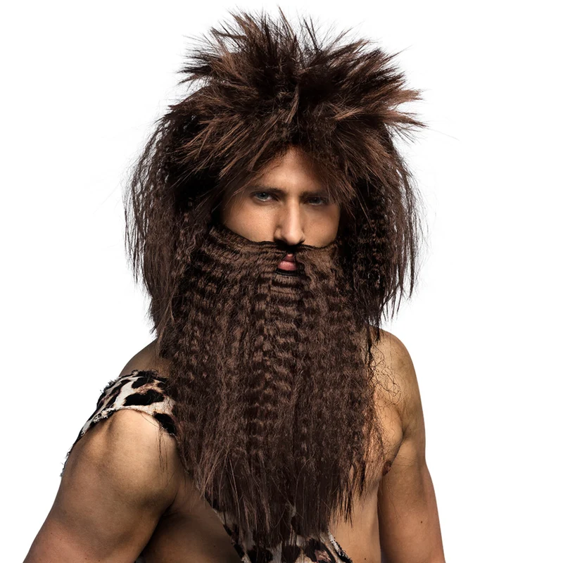 Pruik Holbewoner Rocky Roesthaar Met Baard