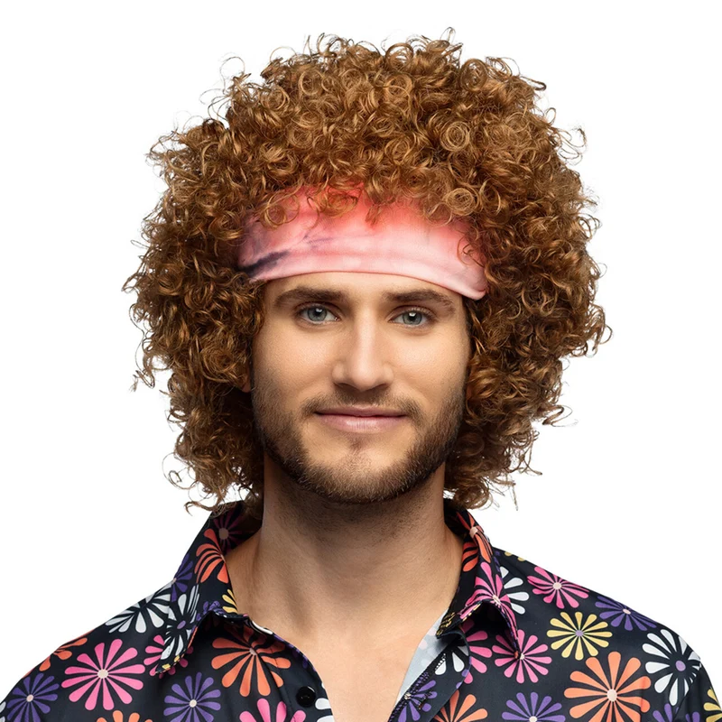 Pruik Hippie Groove Bruin
