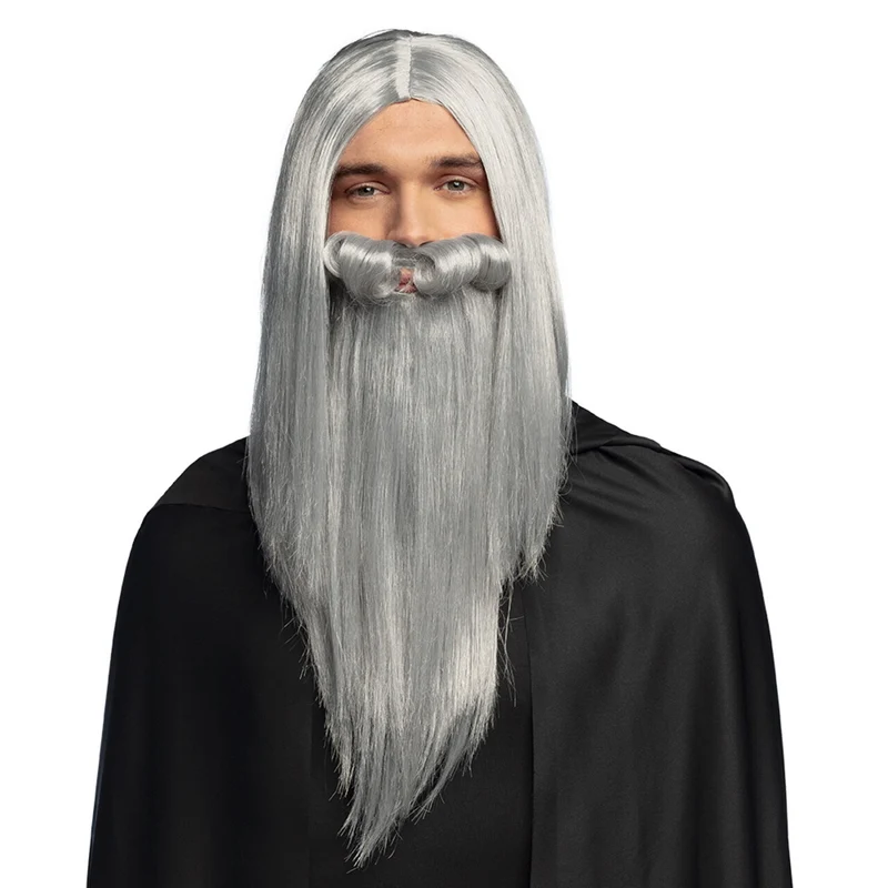 Pruik Merlin De Magiër Met Baard