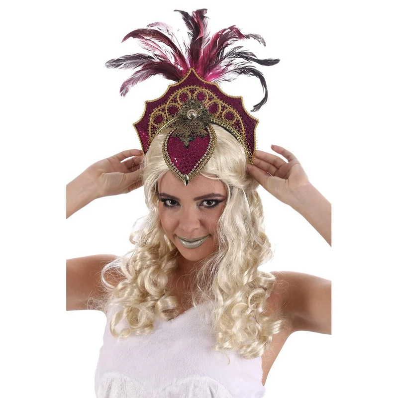 Hoofdband Zomercarnaval Fuchsia Met Veren