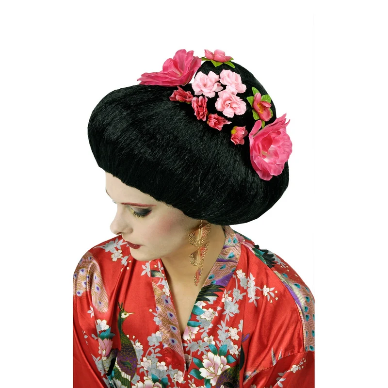 Prachtig Versierde Pruik Geisha