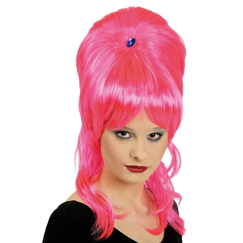 Beehive Pruik Roze Met Diamant
