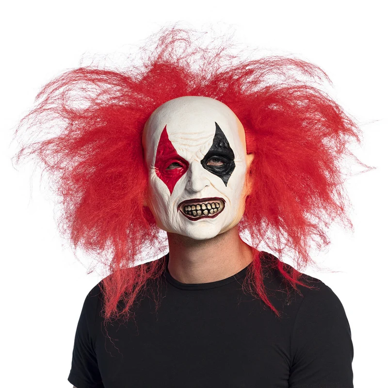 Latex Hoofdmasker Enge Clown Met Haar