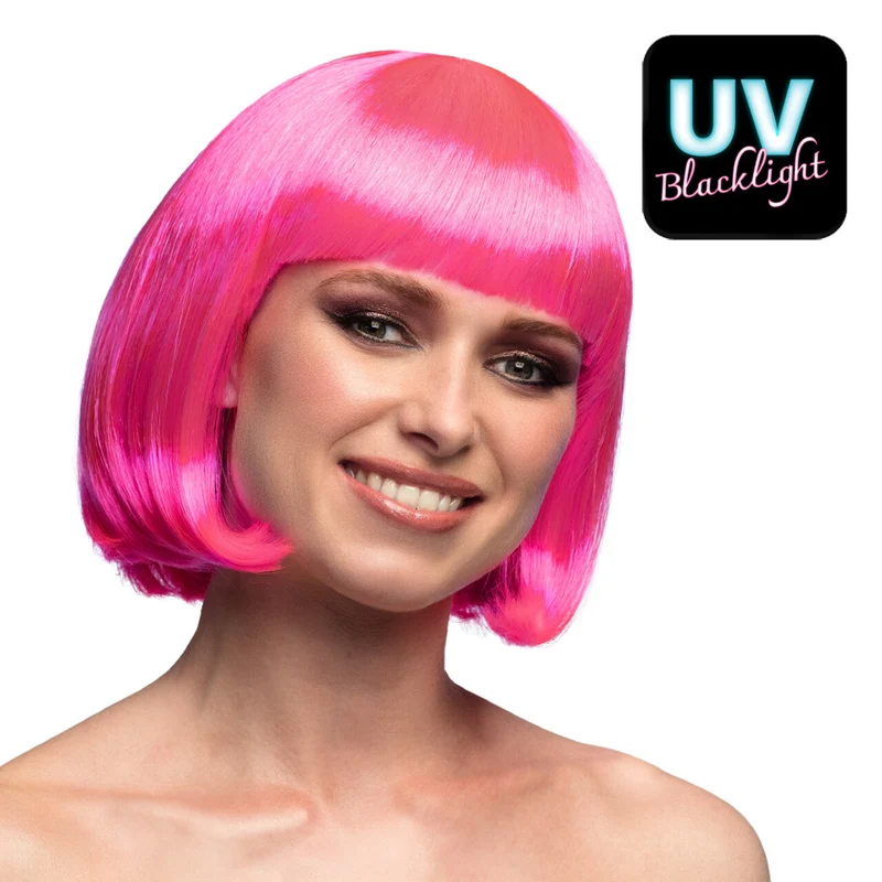 Pruik Club Party Neon Roze
