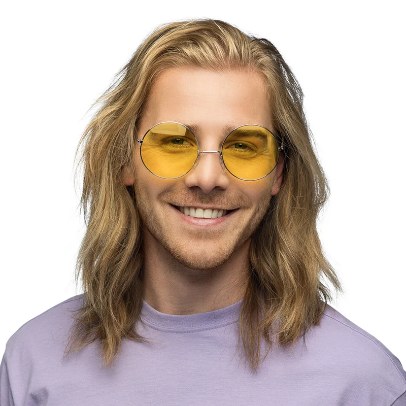 Partybril Hippie XL Geel